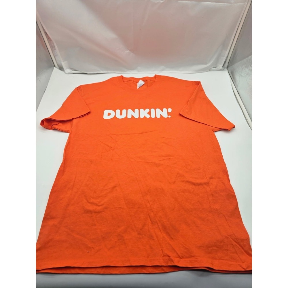 Dunkin Donuts Orange T-Shirt Size Large Cotton-Unisex